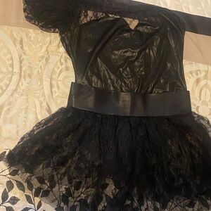 Black Lace Off-Shoulder bodysuit with lace skirt.. Halloween Costume